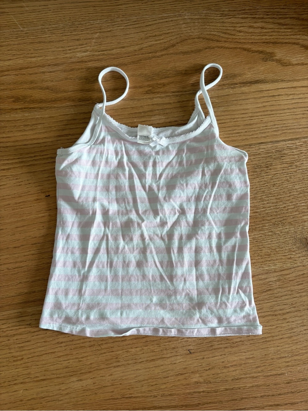 Striped Spaghetti Strap Tank Top in White and Light Pink